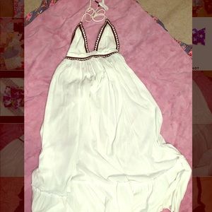 Free people boho white maxi halter dress